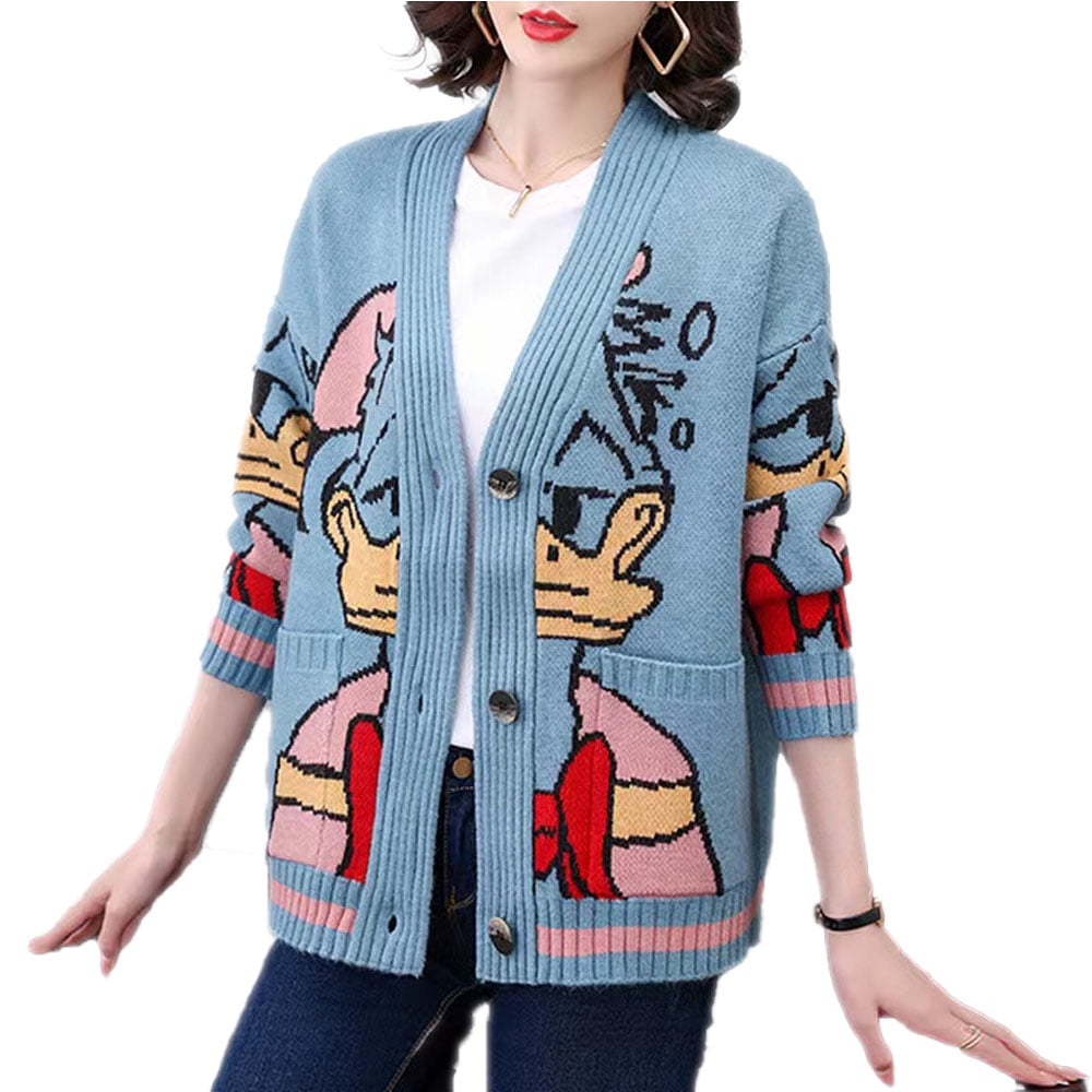 Free Shipping! Cardigan Sweaters for Women, OWLCE Donald Duck Long