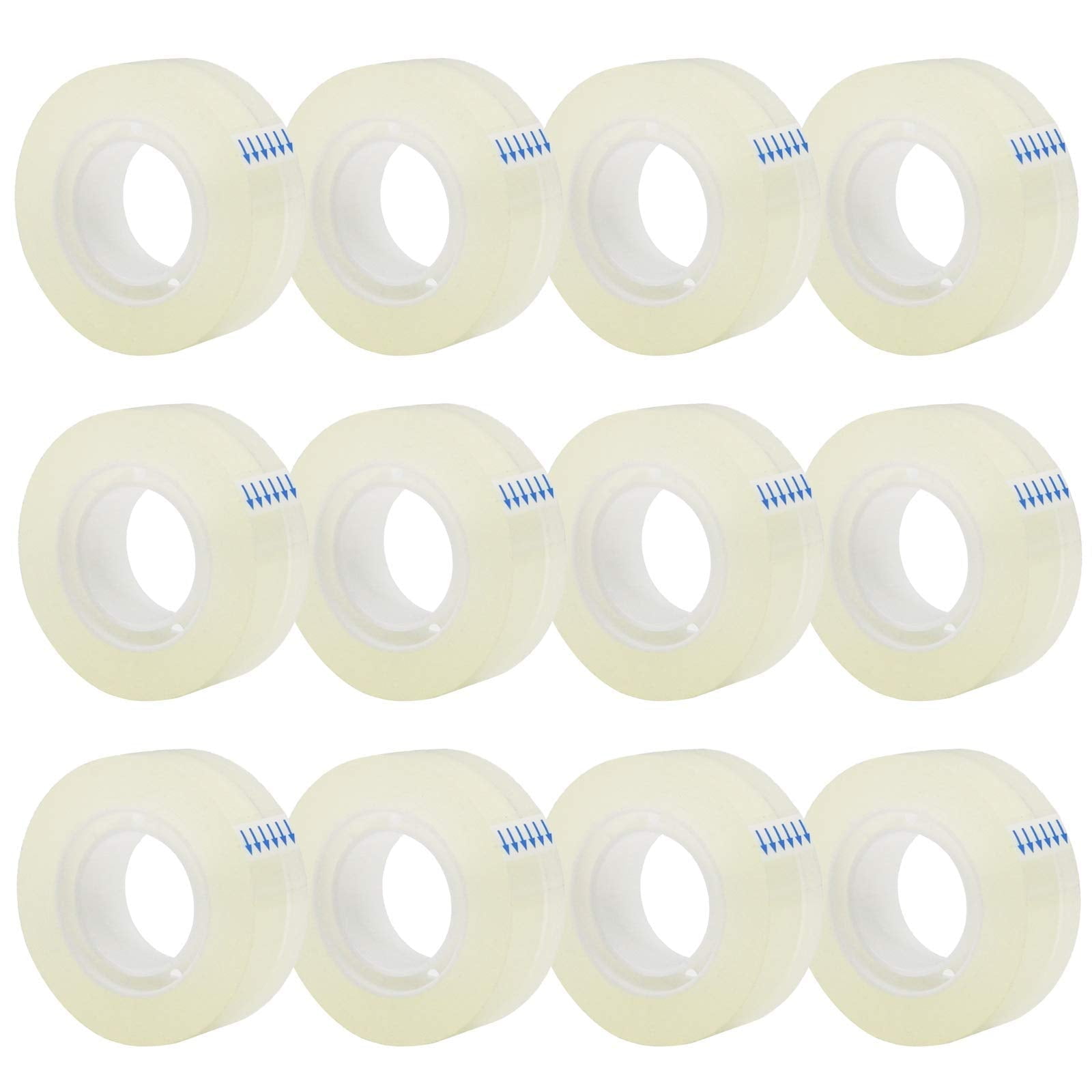 OWLKELA 12 Rolls Transparent Tape Refills, Clear Tape, All-Purpose Transparent Glossy Tape for Office, Home, School
