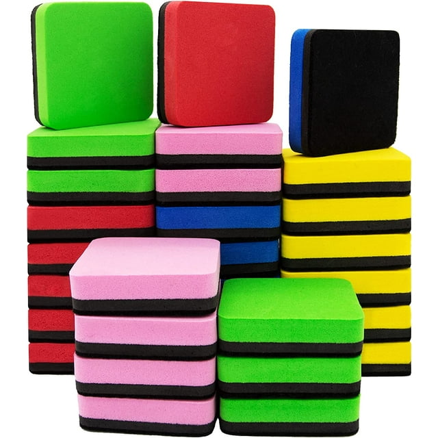 OWLKELA 30 Pack Dry Eraser Erasers, Washable and Reusable, Whiteboard
