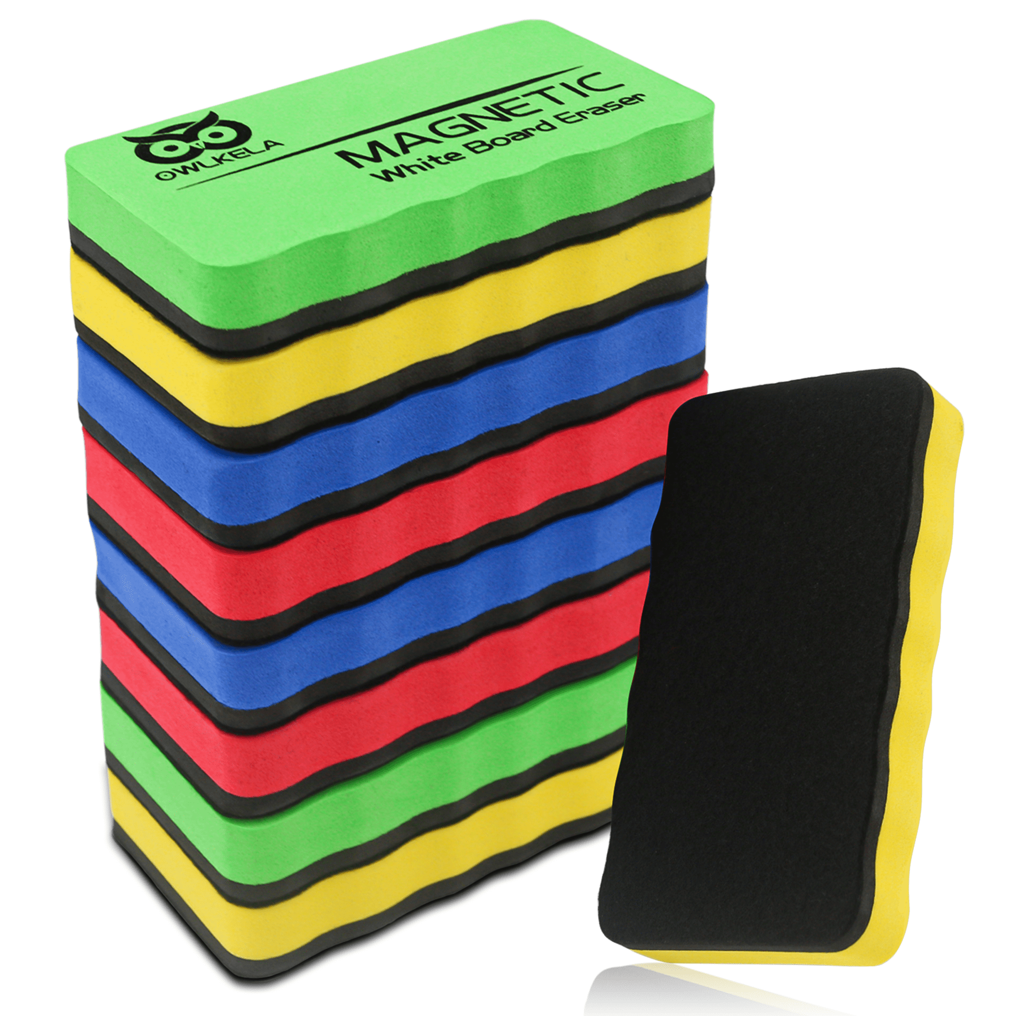 OWLKELA 8 Pack Magnetic Whiteboard Erasers, 4.13x1.77x0.6 in, Washable and Reusable,Red Etc, 4C