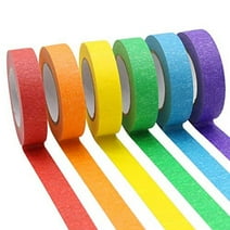 OWLKELA Colored Masking Tape, Rainbow Colors Painters Tape, Craft Tape Ideal for Bullet Journals, Labeling, Party Decorations, DIY Craft, 6 Rolls, 0.6 inch Wide, 16 Yard Per Roll