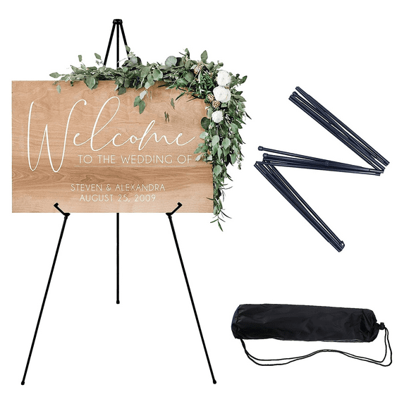 OWLKELA Easel Stand, Lightweight Adjustable Art Easel for Display, with Portable Bag, Black Steel, 65 in