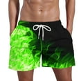 thumbnail image 1 of OWMEOT 3D Graphic Mens Swim Trunks Summer Flame Print Bathing Suits Stretchy Quick Dry Beach Shorts 5 Inch Drawstring Board Shorts, 1 of 5
