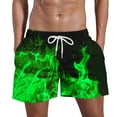 thumbnail image 1 of OWMEOT 3D Graphic Mens Swim Trunks Summer Flame Print Bathing Suits Stretchy Quick Dry Beach Shorts 5 Inch Drawstring Board Shorts, 1 of 5