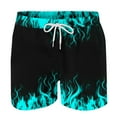 thumbnail image 1 of OWMEOT 3D Graphic Mens Swim Trunks Summer Flame Print Bathing Suits Stretchy Quick Dry Beach Shorts 5 Inch Drawstring Board Shorts, 1 of 5