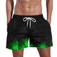 thumbnail image 1 of OWMEOT 3D Graphic Mens Swim Trunks Summer Flame Print Bathing Suits Stretchy Quick Dry Beach Shorts 5 Inch Drawstring Board Shorts, 1 of 5