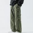 thumbnail image 1 of OWMEOT Baggy Cargo Pants Mens Wide Leg Sweatpants Multi-pocket Drawstring Hiking Hip Hop Pants Loose Fit Lightweight Workwear, 1 of 4