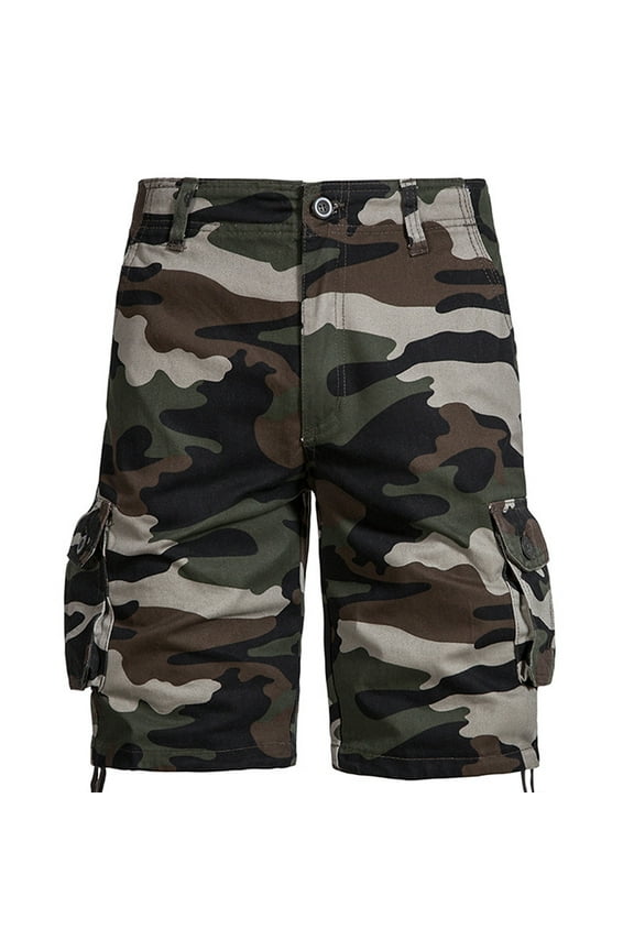 Camo Cargo Shorts Mens Summer Outdoor Travel Shorts Cotton Breathable Hiking Shorts 7 Inch Belted Climbing Shorts