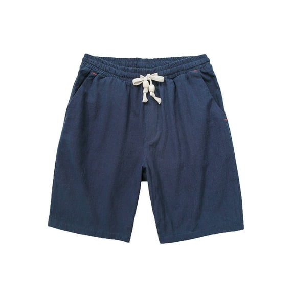 OWMEOT Cotton Linen Beach Shorts Mens Summer Swim Trunks Lightweight Comfortable Bathing Suits Drawstring Vacation Board Shorts