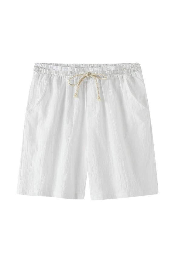 Cotton Linen Shorts Mens Summer Outdoor Travel Shorts Casual Lightweight Comfortable Drawstring Beach Vacation Shorts