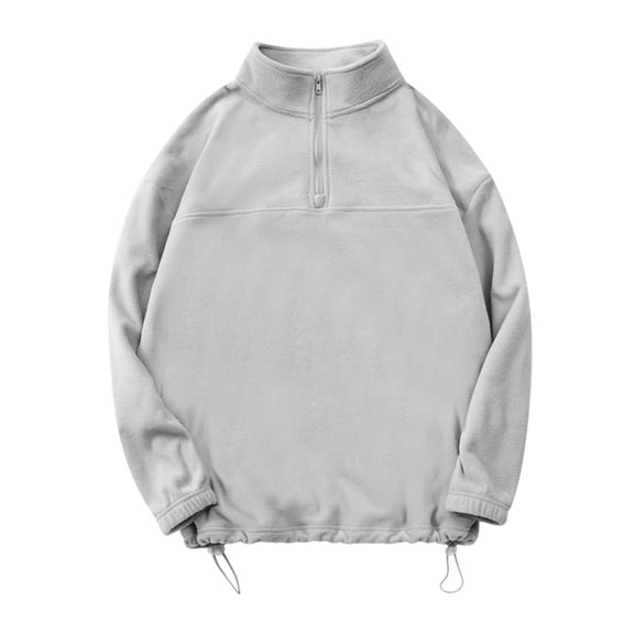 OWMEOT Double-Sided Polar Fleece Sweatshirts 1/2 Zipper Collar Pullover Shirts Unisex Long Sleeve Plush Sweatshirt