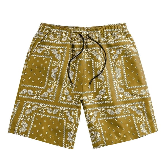 OWMEOT Graphic Swim Trunks Mens Summer Print Quick Dry Beach Shorts Lightweight Bathing Suits 5" Drawstring Board Shorts