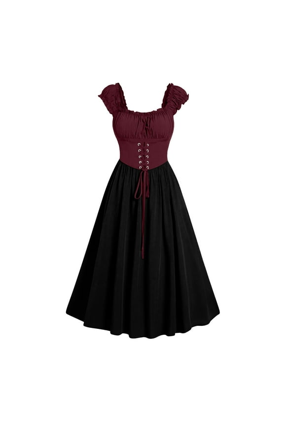 Halloween Dresses for Women Renaissance Cottagecore Corset Dress Vintage Medieval Peasant Dress 2024 Halloween Costumes
