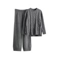 thumbnail image 1 of OWMEOT Knit 2 Piece Sweater Set Outfits for Women Ribbed Long Sleeve Turtleneck Sweater Tops Matching Sweater Pants Lounge Sets, 1 of 3