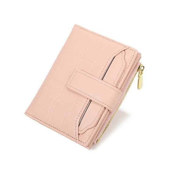OWMEOT Leather Credit Card Cases for Women Small Wallet PU Leather Zipper Pocket Wallet Card Case Purse, Pink