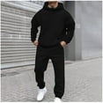 OWMEOT Men's Big and Tall Tracksuit 2 Piece Hoodie Sweatsuit Sets Solid