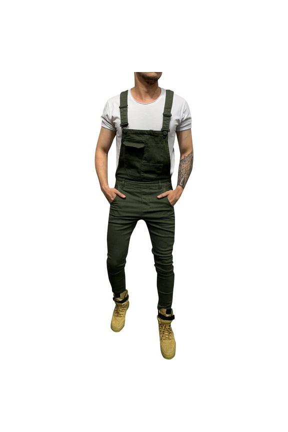 Men's Camo Denim Bib Overalls Classic Slim Fit Adjustable Straps Jumpsuits Cotton Workwear