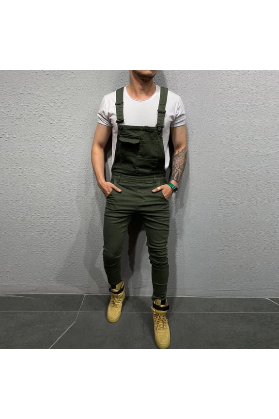 Men's Camo Denim Bib Overalls Classic Slim Fit Adjustable Straps Jumpsuits Cotton Workwear
