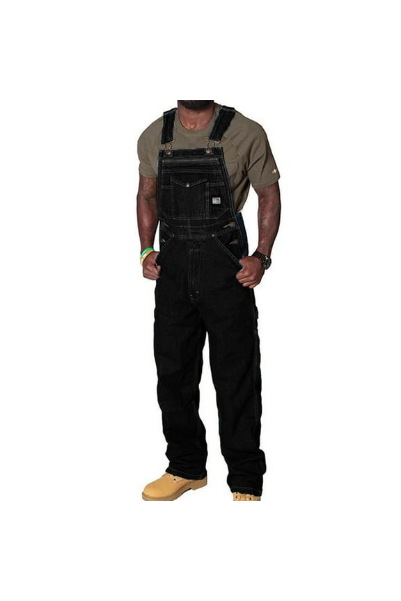 Men's Denim Bib Overalls Adjustable Straps Midweight Jumpsuits Convenient Workwear with Tool Pockets