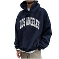 thumbnail image 1 of OWMEOT Men's Fleece Hoodies LOS ANGELES Printed Hoodie Pullover Tops Casual Letter Hooded Sweatshirts with Pocket, 1 of 6