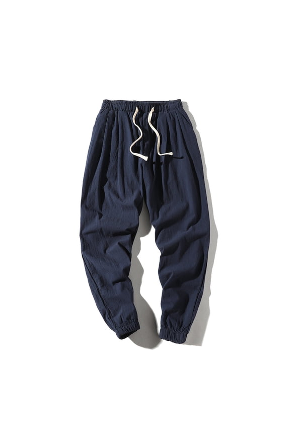 Men's Harem Pants Big and Tall Drawstring Aladdin Hippie Pants Loose Drop Crotch Yoga Pants Lounge Trousers