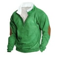 thumbnail image 1 of OWMEOT Men's Big & Tall Plush Lining Sweatshirts Plain Half Zip Long Sleeve Pullover Sweatshirts with Elbow Pad Design, 1 of 2