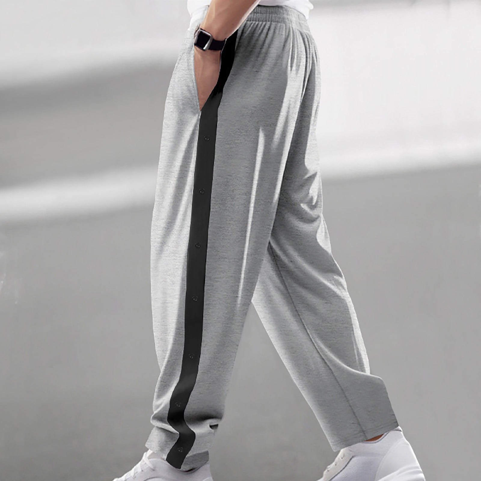 OWMEOT Men's Sweatpants Side Button Straight-Leg Jogging Pants - Main Image