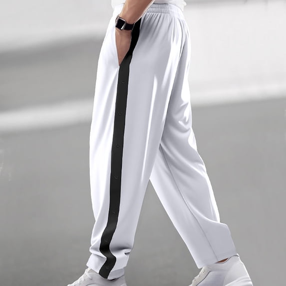 OWMEOT Men's Sweatpants Side Button Straight-Leg Jogging Pants Athletic Running Joggers Workout Gym Pants with Pockets