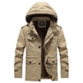 thumbnail image 1 of OWMEOT Men's Thick Thermal Winter Hooded Jacket Big and Tall Zip Front Fleece Lined Travel Jackets with Multi Pockets, 1 of 7
