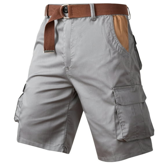 OWMEOT Mens Summer Cargo Shorts Outdoor Hiking Shorts Cotton Breathable Travel Shorts 7 Inch Belted Camping Climbing Shorts