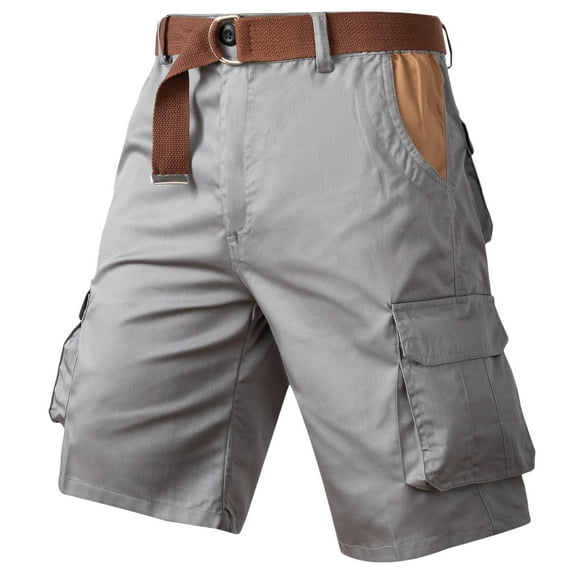 OWMEOT Mens Summer Cargo Shorts Outdoor Hiking Shorts Cotton Breathable Travel Shorts 7 Inch Belted Camping Climbing Shorts