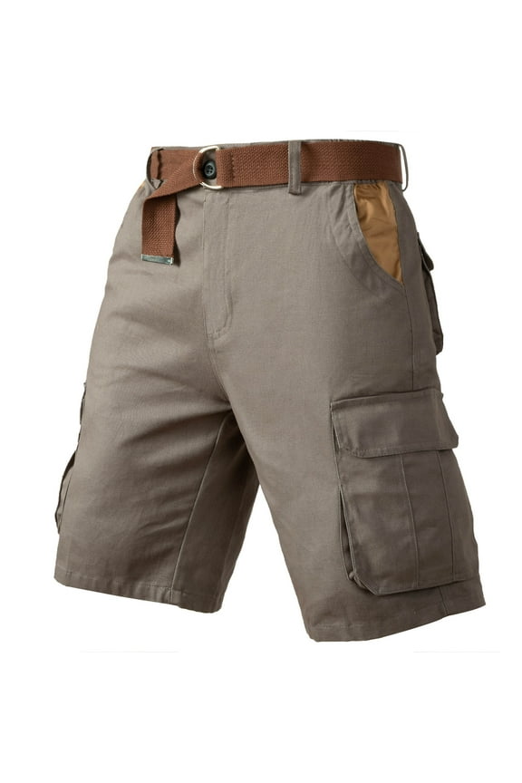 Mens Summer Cargo Shorts Outdoor Hiking Shorts Cotton Breathable Travel Shorts 7 Inch Belted Camping Climbing Shorts