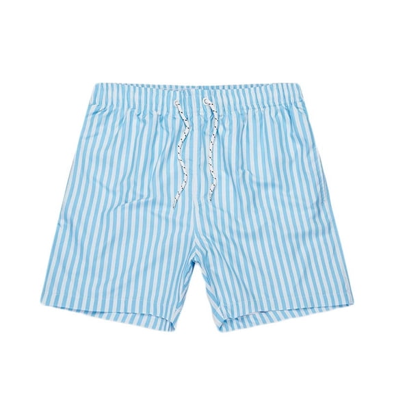 OWMEOT Mens Summer Swim Trunks Stripe/Print Beach Shorts Lightweight Comfortable Bathing Suits 5 Inch Drawstring Board Shorts