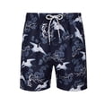 thumbnail image 1 of OWMEOT Mens Summer Swim Trunks Stripe/Print Beach Shorts Lightweight Comfortable Bathing Suits 5 Inch Drawstring Board Shorts, 1 of 7