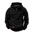 thumbnail image 1 of OWMEOT Mens Tactical Hoodies Quarter Zip Long Sleeve Stand Collar Pullover Relaxed Fit Hooded Sweatshirts with Multi-Pockets, 1 of 4