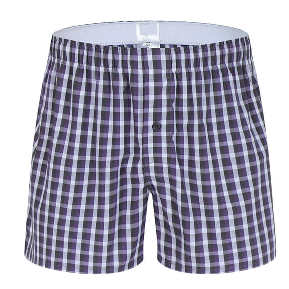 OWMEOT Mens Woven Pajama Shorts Striped Cotton Breathable Sleepwear Lounge Pjs 5 Inch Pull-On Short Sleep Pants