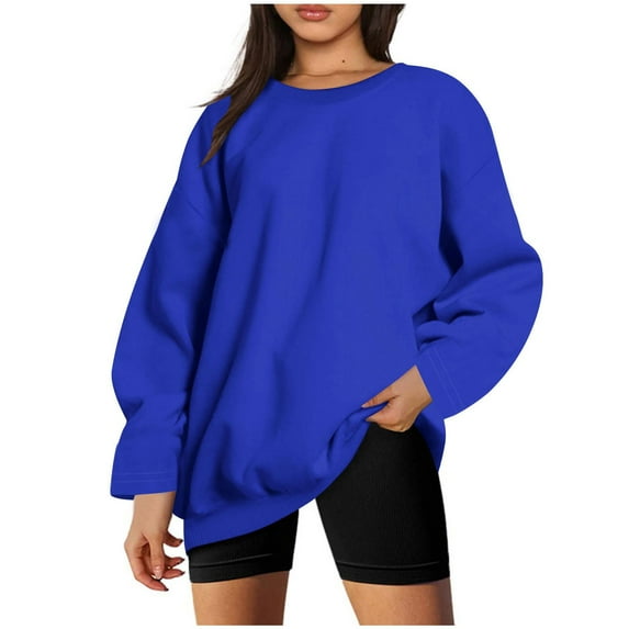 OWMEOT Oversized Sweatshirt for Women Plain Crewneck Long Sleeve Shirts Tops Casual Loose Pullover Sweater Fall Fashion Outfits