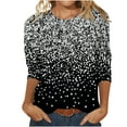 thumbnail image 1 of OWMEOT Plus Size Tops for Women Oversized Gradient Dots T-Shirts 3/4 Sleeve Round Neck Blouses Trendy Casual Vacation Outfits, 1 of 5