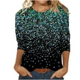 thumbnail image 1 of OWMEOT Plus Size Tops for Women Oversized Gradient Dots T-Shirts 3/4 Sleeve Round Neck Blouses Trendy Casual Vacation Outfits, 1 of 5