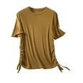 thumbnail image 1 of OWMEOT Plus Size Tops for Women Solid Curved Hem Tee Shirts Crew Neck Short Sleeve SweatShirts Light Soft Comfy T-Shirts, 1 of 4
