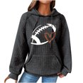thumbnail image 1 of OWMEOT Waffle Hoodies for Women Football Printed Raglan Long Sleeve Hooded Sweatshirt Loose Comfy Rugby Pullover Tops, 1 of 4
