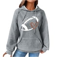 thumbnail image 1 of OWMEOT Waffle Hoodies for Women Football Printed Raglan Long Sleeve Hooded Sweatshirt Loose Comfy Rugby Pullover Tops, 1 of 4