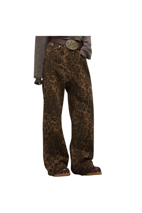 Women's Camo Cargo Pants Camouflage Mid Rise Denim Cargo Pants Oversized Baggy Boyfriend Jeans with Multi-Pockets