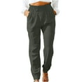 thumbnail image 1 of OWMEOT Womens Cotton Linen Pants High Waisted Full Length Workout Sweatpants Comfy Lounge Yoga Jogging Pants with Pockets, 1 of 7