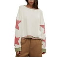 OWMEOT Womens Oversized Sweatshirt Star Graphic Cropped Tops Drop