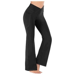 Aboser Flare Yoga Pants with Pockets for Women Plus Size Tummy Control Leggigns Athletic V Crossover Sweatpants High Waist Workout Pants Walmart