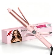 OWMSIC 1.25'' Hair Curling Iron, Ceramic Hair Curler with 12 Temp Settings LCD Display, Dual Voltage Fast Heating for Short/Long Hair & Big Waves, Pink
