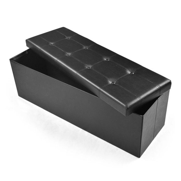 OWNEN 45 Inch Folding Storage Ottoman, Memory Foam Cushion Multi-Functional Bench Seat 