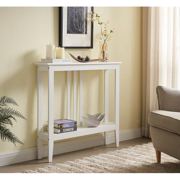 OWNEN Console Entryway Table, Narrow Sofa Table with Shelves for Entrance, Hallway, Living Room, Foyer White