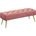 thumbnail image 1 of OWNEN Modern Ottoman Bench, Upholstered Faux Fur Fabric Entryway Benches with Gold Metal Frame for Living Room Vintage Indoor Benches End Bed Bench Footrest Ottoman,Pink, 1 of 7